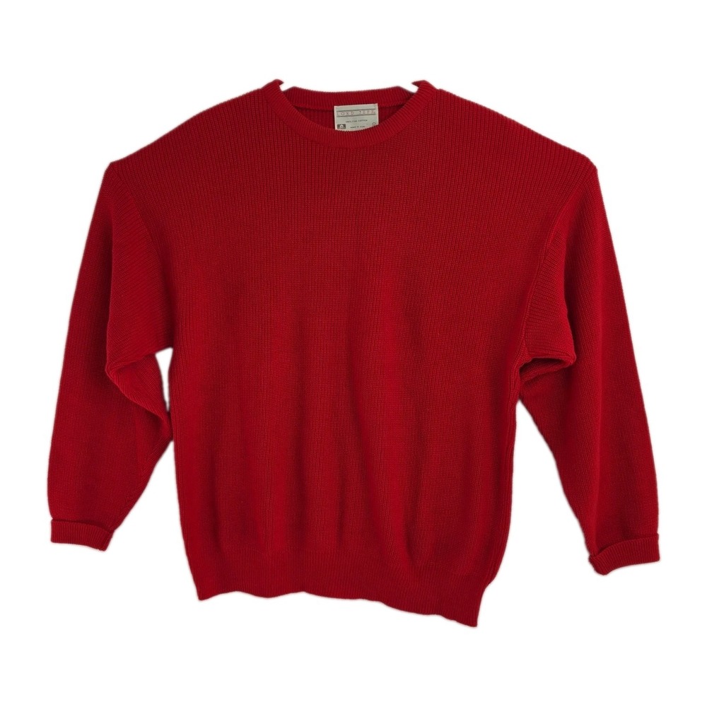 VTG Lord Jeff Sweater Men's Size L Red Knit The Whaler Rib Crew Neck